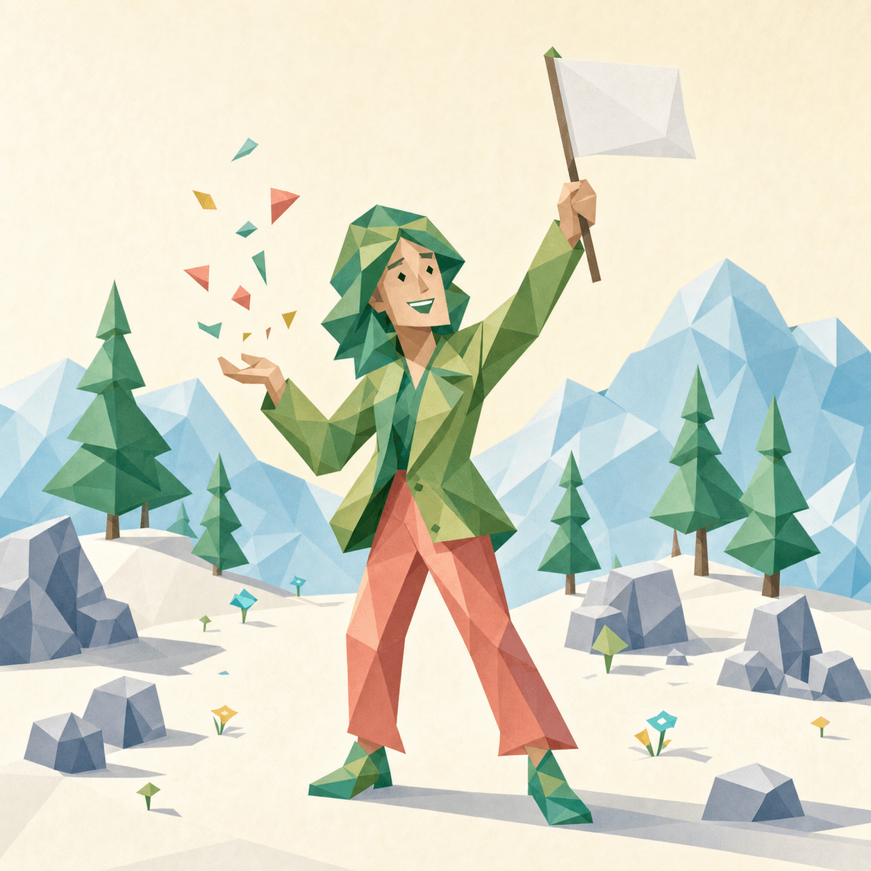 活动家 ENFP 的低多边形人物插画