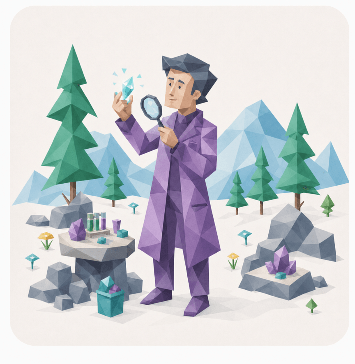 逻辑学家 INTP 的低多边形人物插画